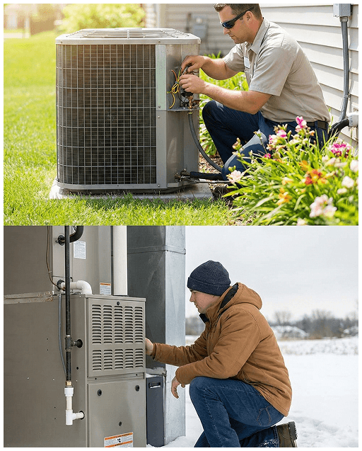 HVAC Technician working on an AC unit